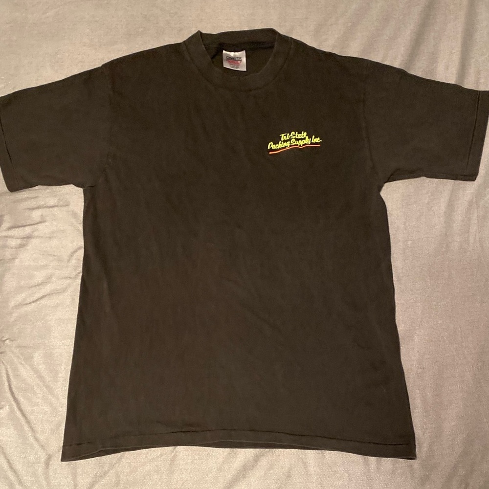 Mens VTG 90’s Embroidered Tri-State Package Supply Inc. Single Stitch T-Shirt